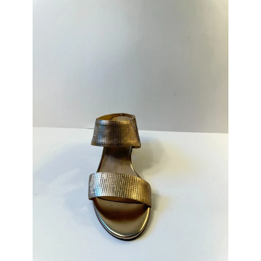 Antelope Heels Womens Slide Sandals Gold Block Heel US 6.5 EU 37